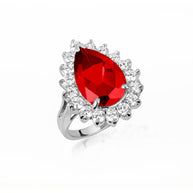 .925 Sterling Silver Pear Cut Gemstone Halo Ring