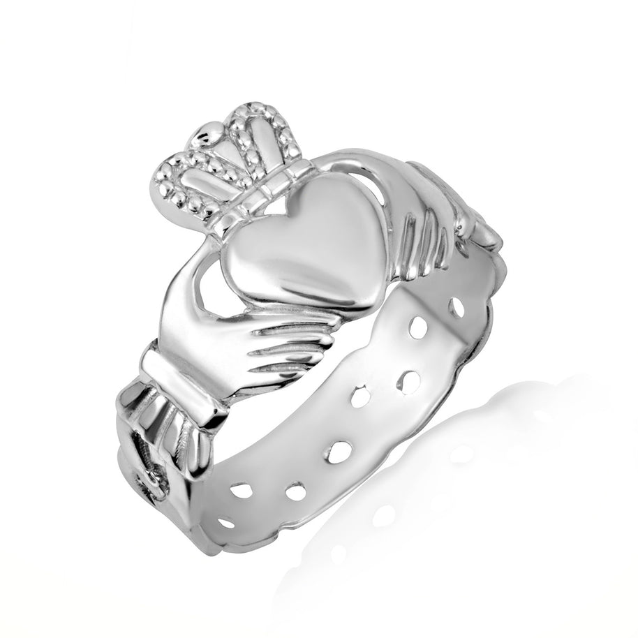 Gold Men's Symbol of Love Irish Claddagh Trinity Ring (Available in Yellow/Rose/White Gold)