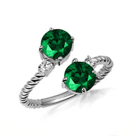 .925 Sterling Silver Double Gemstone Wrap Around Rope Band Ring
