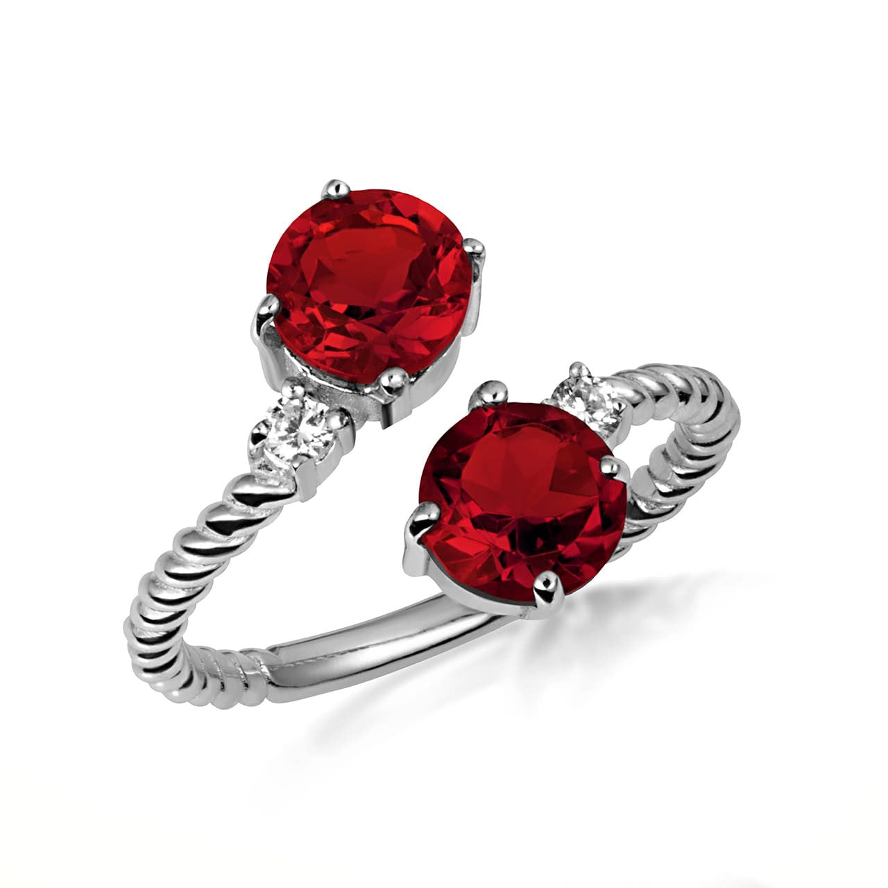 .925 Sterling Silver Double Gemstone Wrap Around Rope Band Ring