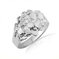 .925 Sterling Silver Men's Stoic Strength Solid Nugget Ring