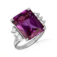 Gold Emerald Cut Gemstone Rope Band Ring (Available in Yellow /Rose/White Gold)