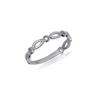 .925 Sterling Silver Oval & Round Shaped Eternity Band Ring