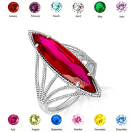 .925 Sterling Silver Marquise Cut Gemstone Rope Band Ring