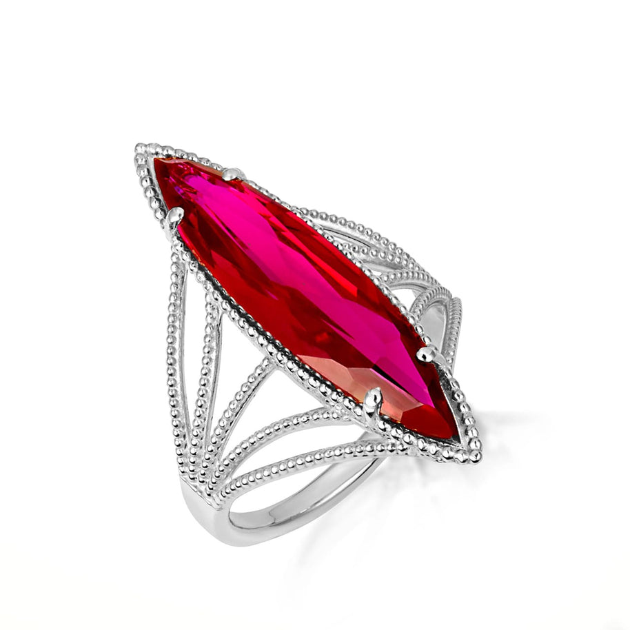 .925 Sterling Silver Marquise Cut Gemstone Rope Band Ring