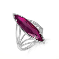 .925 Sterling Silver Marquise Cut Gemstone Rope Band Ring