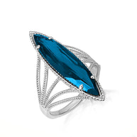 .925 Sterling Silver Marquise Cut Gemstone Rope Band Ring