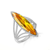 .925 Sterling Silver Marquise Cut Gemstone Rope Band Ring