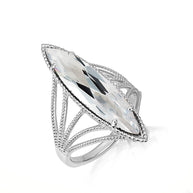 .925 Sterling Silver Marquise Cut Gemstone Rope Band Ring