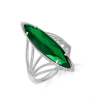 .925 Sterling Silver Marquise Cut Gemstone Rope Band Ring