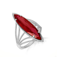 .925 Sterling Silver Marquise Cut Gemstone Rope Band Ring