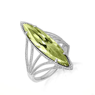 .925 Sterling Silver Marquise Cut Gemstone Rope Band Ring
