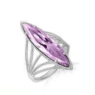 .925 Sterling Silver Marquise Cut Gemstone Rope Band Ring