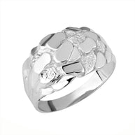 .925 Sterling Silver Men's Symbol of Strength Nugget Ring