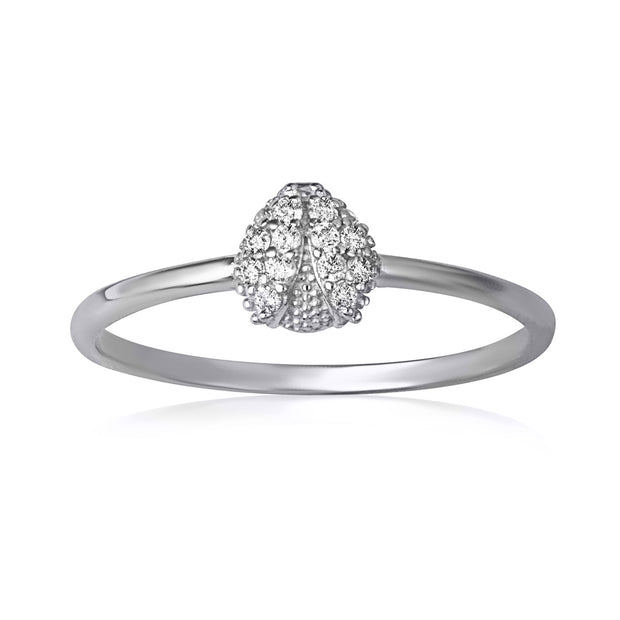 .925 Sterling Silver Cubic Zirconia Ladybug Ring