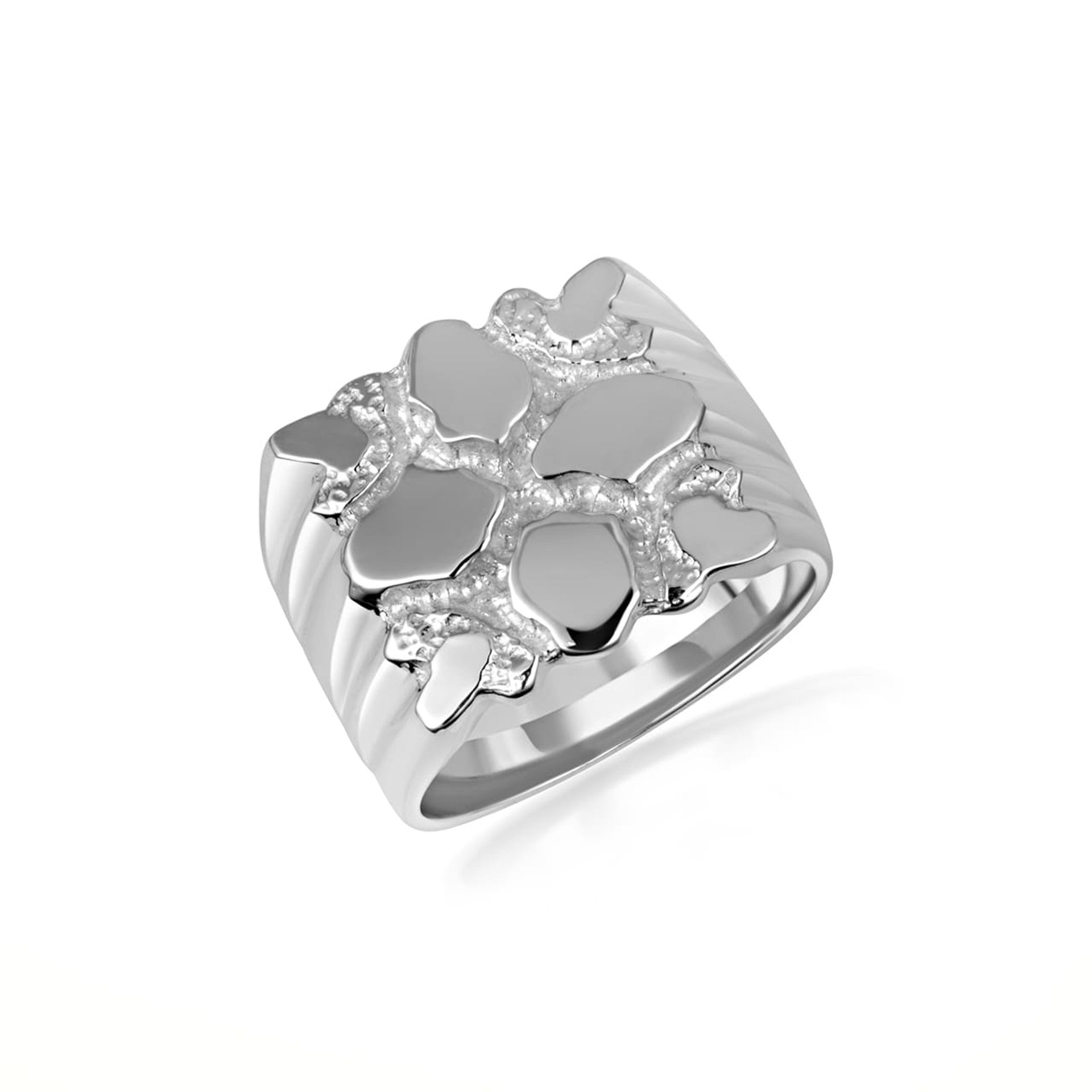 .925 Sterling Silver Men's Bold and Beautiful Prism Nugget Ring