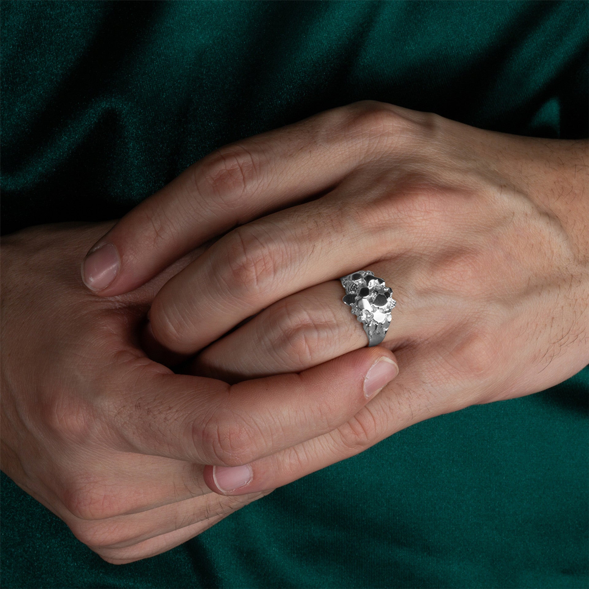 .925 Sterling Silver Men's Stoic Strength Solid Nugget Ring