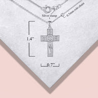 .925 Sterling Silver Religious Patron Saints Beaded Cross Pendant Necklace