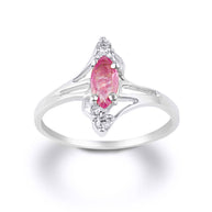 .925 Sterling Silver Marquise Cut Genuine Ruby & White Topaz Woman's Ring