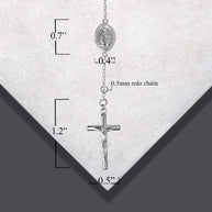.925 Sterling Silver Beaded Jesus Christ Cross Crucifix Mother Mary Medallion Rosary Bracelet