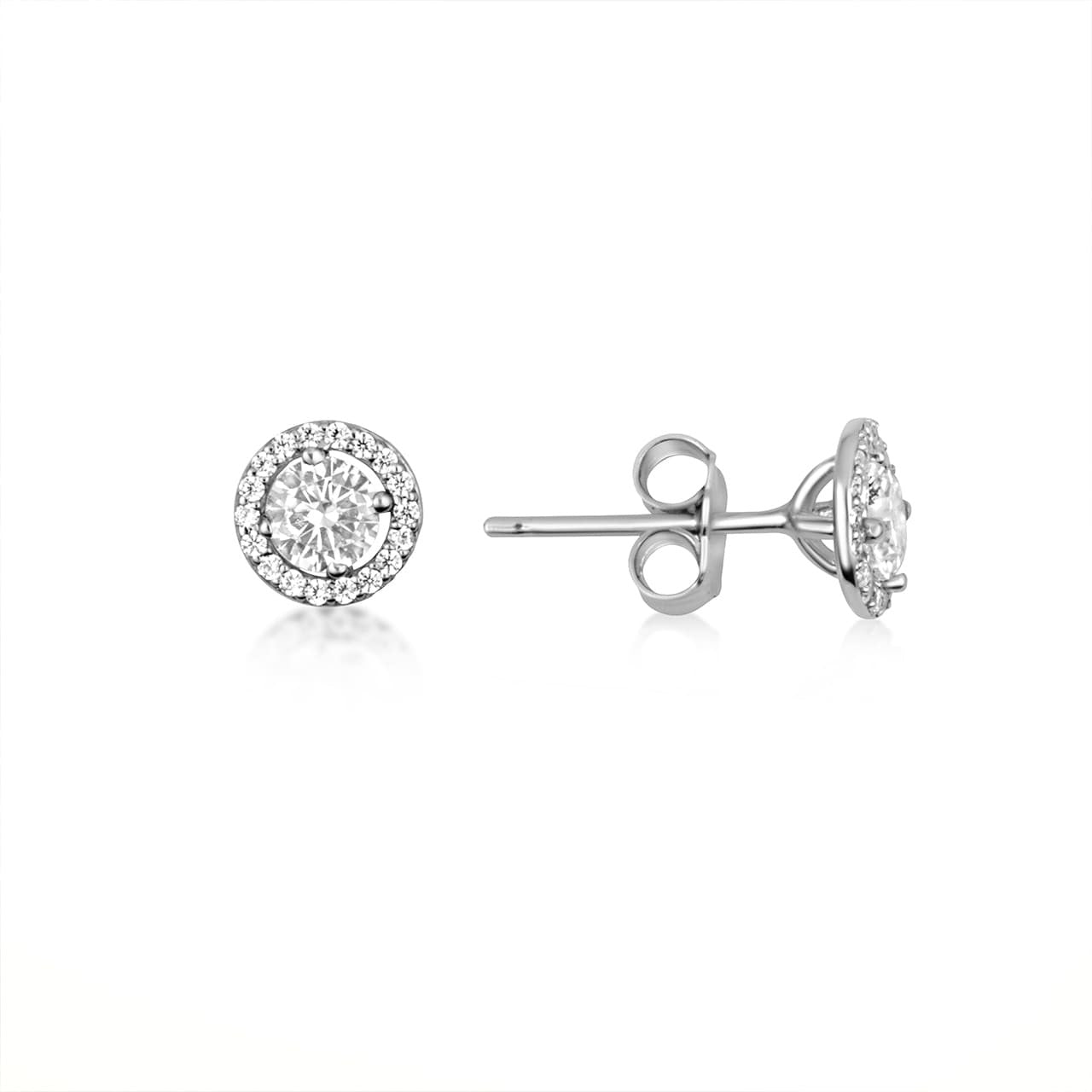 14K Gold Lab Grown .5ct Diamond Halo Solitaire Stud Earrings (Available in Yellow/Rose/White Gold)