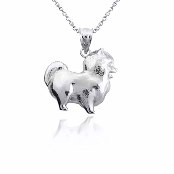 Gold Pomeranian PomChi Chihuahua Pet Dog Pendant Necklace (Available in Yellow/Rose/White Gold)