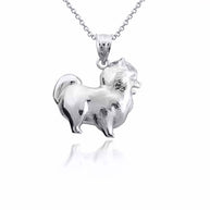 Gold Pomeranian PomChi Chihuahua Pet Dog Pendant Necklace (Available in Yellow/Rose/White Gold)