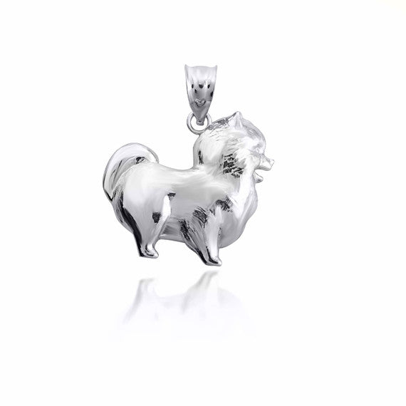 Gold Pomeranian PomChi Chihuahua Pet Dog Pendant Necklace (Available in Yellow/Rose/White Gold)
