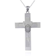 .925 Sterling Silver Lady Of Guadalupe Beaded Rosary Cross Pendant Necklace