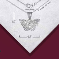 .925 Sterling Silver Butterfly Diamond Cut Pendant Necklace