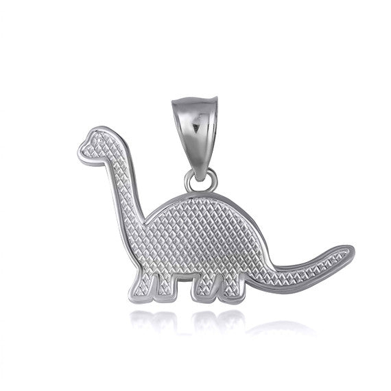 Gold Brachiosaurus Dinosaur Textured Pendant Necklace (Available in Yellow/Rose/White Gold)