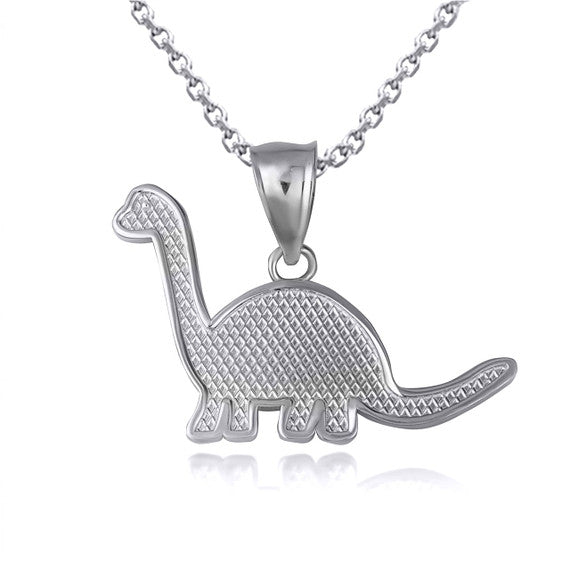 Gold Brachiosaurus Dinosaur Textured Pendant Necklace (Available in Yellow/Rose/White Gold)
