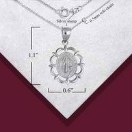 .925 Sterling Silver Reversible Patron Saint Benedict Oval Medallion Pendant Necklace