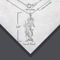 925 Sterling Silver Religious Patron Saint Jude Diamond Cut Pendant Necklace