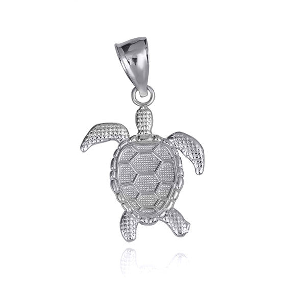 Gold Beaded Sea Turtle Ocean Pendant Necklace (Available in Yellow/Rose/White Gold)