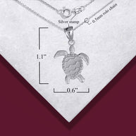 .925 Sterling Silver Beaded Sea Turtle Ocean Pendant Necklace