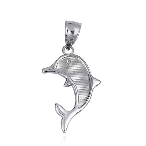 .925 Sterling Silver Ocean Dolphin Beaded Pendant Necklace