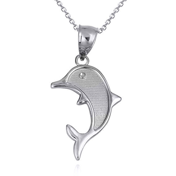 .925 Sterling Silver Ocean Dolphin Beaded Pendant Necklace