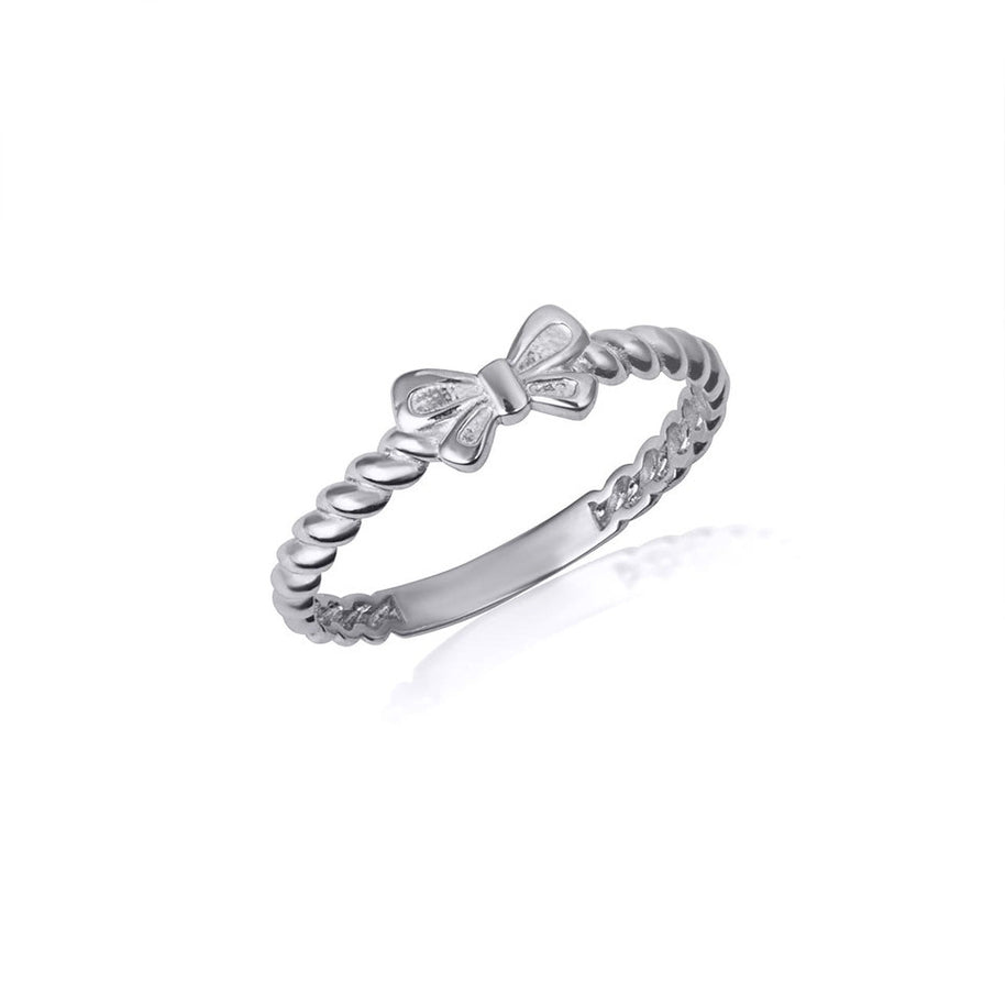 Gold Bow Tie Ribbon Rope Ring (Available in Yellow/Rose/White Gold)