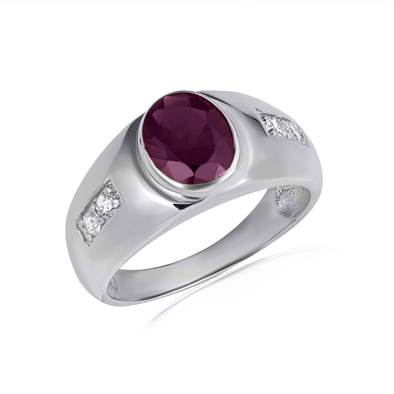 .925 Sterling Silver Oval Gemstone Art Deco Ring