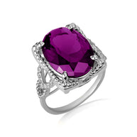 925 Sterling Silver Beaded Oval Gemstone Chevron Ring