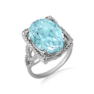 925 Sterling Silver Beaded Oval Gemstone Chevron Ring