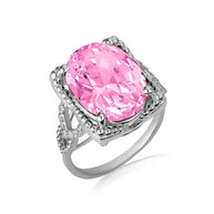 925 Sterling Silver Beaded Oval Gemstone Chevron Ring