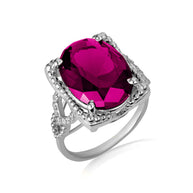 925 Sterling Silver Beaded Oval Gemstone Chevron Ring