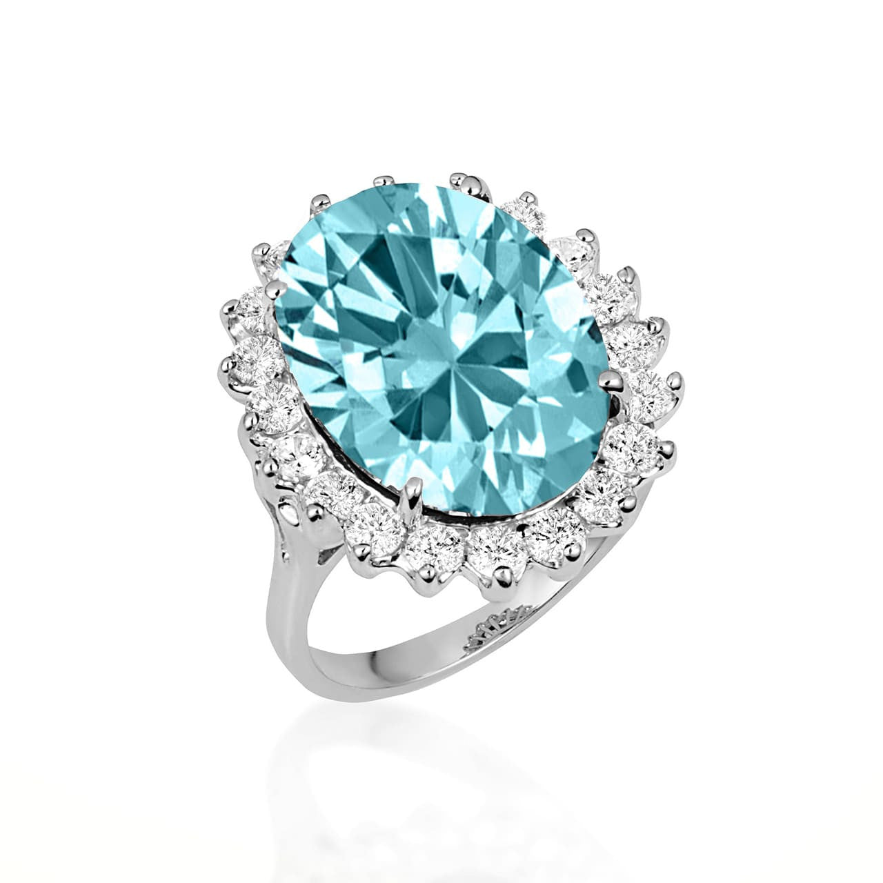 .925 Sterling Silver Oval Gemstone Halo Ring