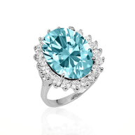 .925 Sterling Silver Oval Gemstone Halo Ring