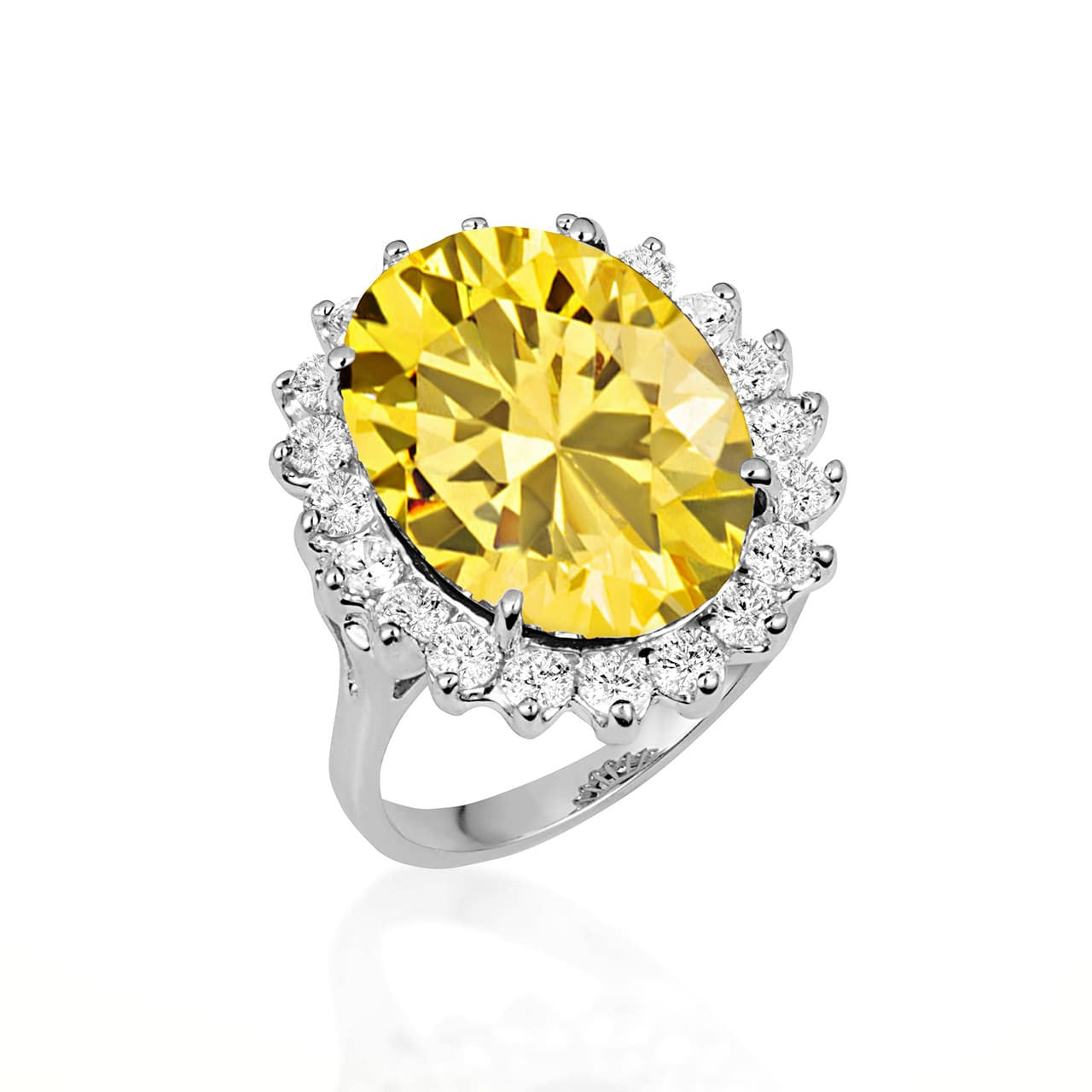 .925 Sterling Silver Oval Gemstone Halo Ring