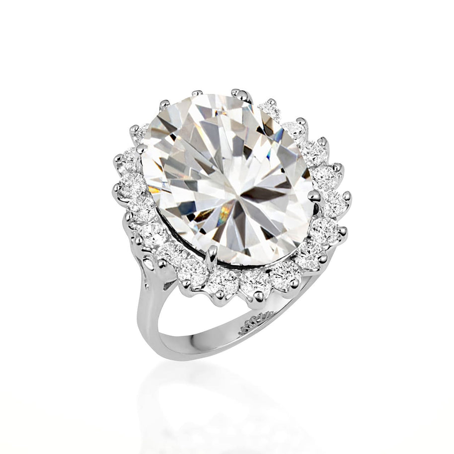 .925 Sterling Silver Oval Gemstone Halo Ring