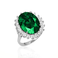 .925 Sterling Silver Oval Gemstone Halo Ring