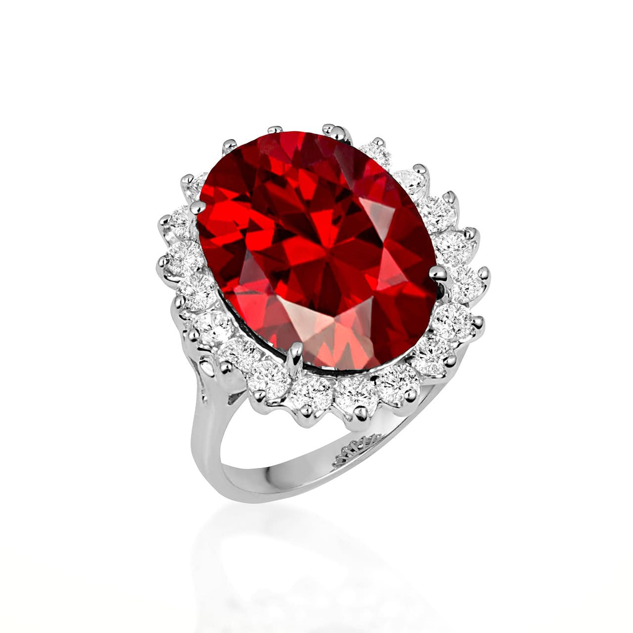 .925 Sterling Silver Oval Gemstone Halo Ring